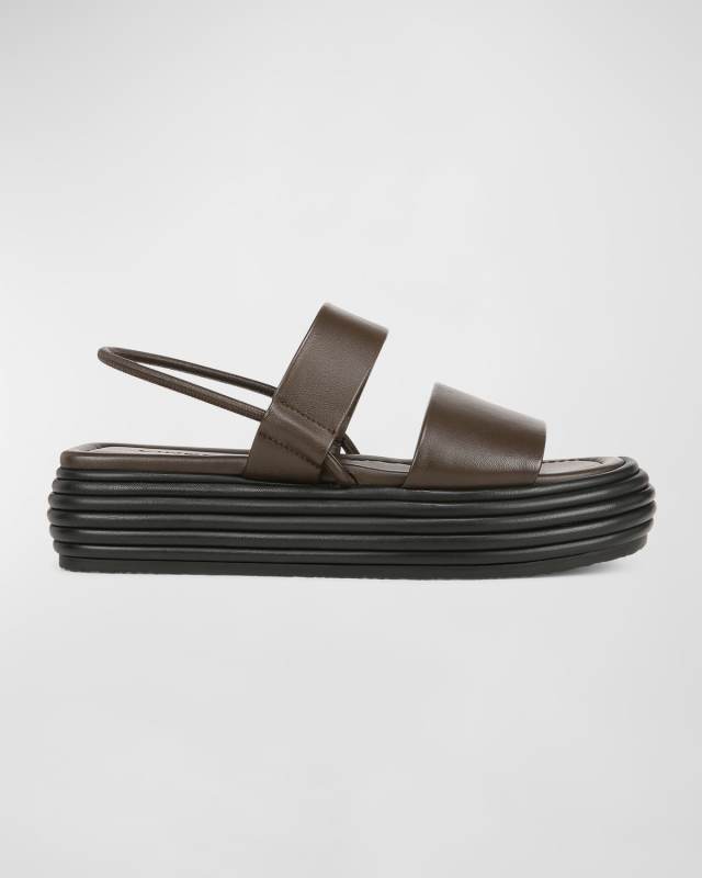 Priya Leather Two-Band Slingback Sandals